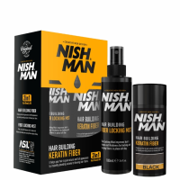 NISHMAN Hair Building Premium Keratin Fiber Sch&uuml;tthaar Set 2 in1 black