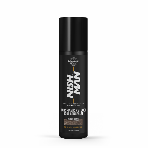 NISHMAN Hair Magic Kaschierspray f&uuml;r Bart und Haarans&auml;tze - mittelbraun 100 ml