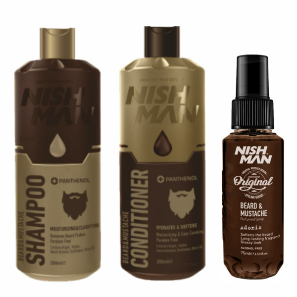 NISHMAN Bart-Set 02 Shampoo - Conditioner - Bart Parfum Adonis